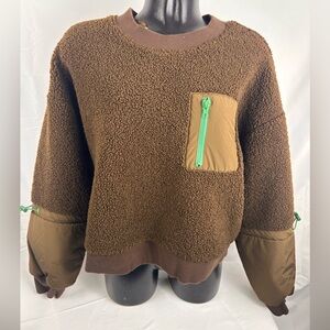 Brown Teddy Jacket with Green Accents